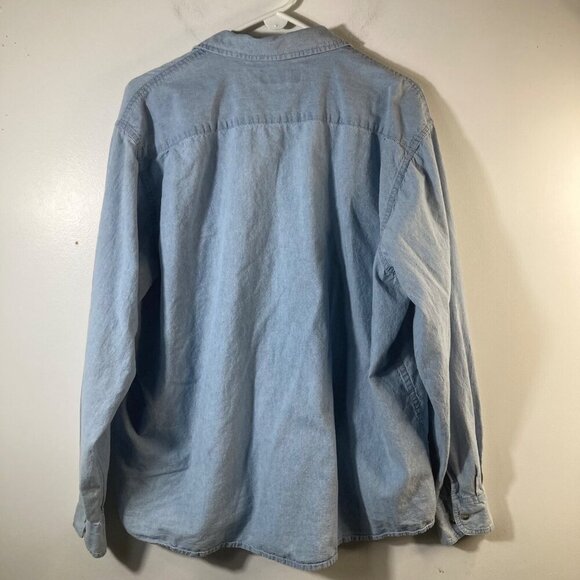 Mens Vintage Wrangler Denim Button Shirt Blue Cotton 2XL - Picture 2 of 6